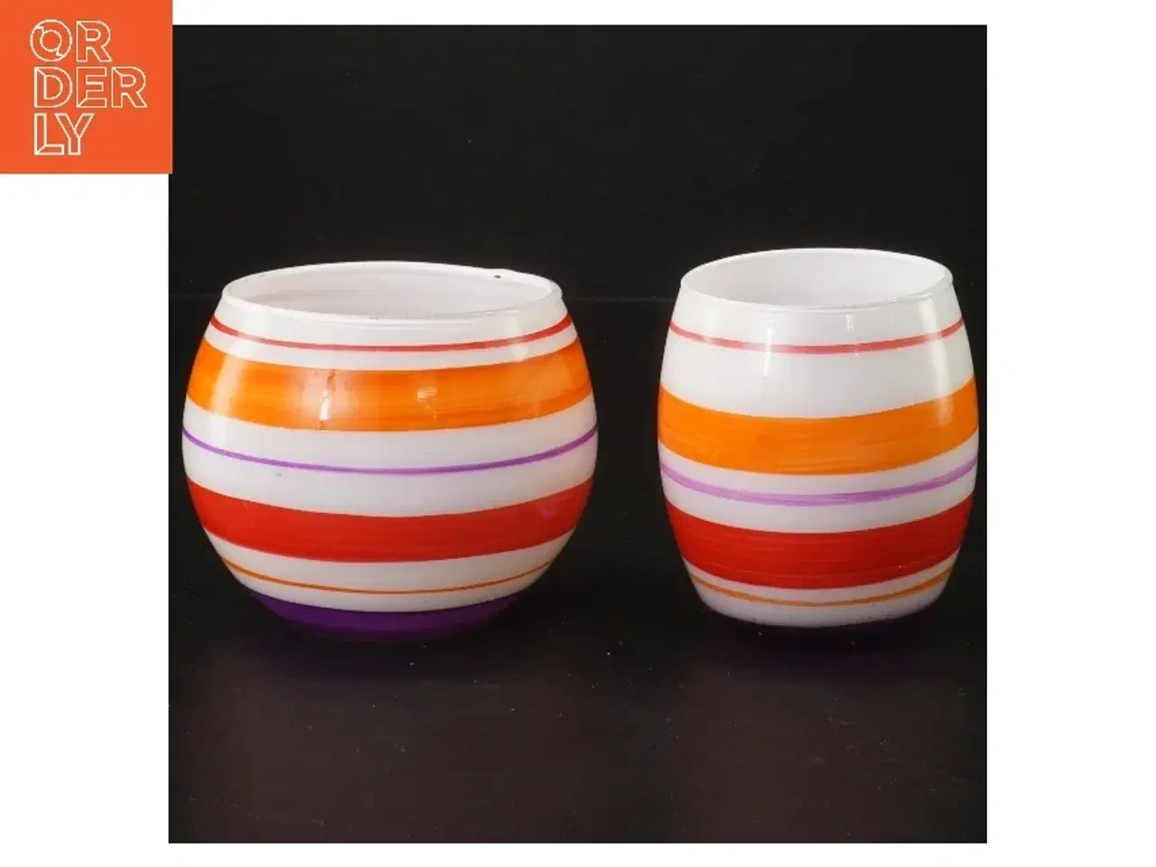 Billede 1 - Farverige stribede vaser (str. 9,5 & 9 cm)