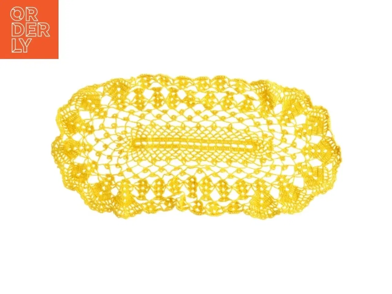 Billede 1 - Gul hæklet borddug (str. 53 x 26 cm)
