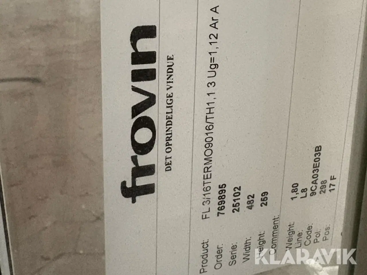 Billede 3 - Vindue Frovin FL316 Termo 90 Dannebrog hvidmalet træ med sort kant 3-lags Ug 1,12