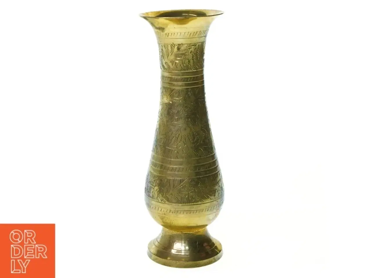 Billede 1 - Ciseleret Vase i Messing (str. 20 x 6 cm)