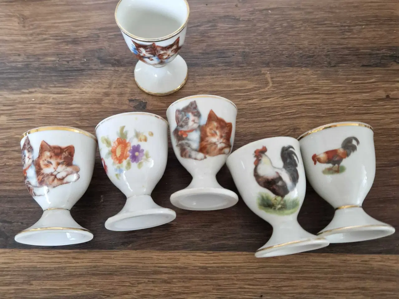 Billede 3 - 6 stk antikke æggebægre med motiver 