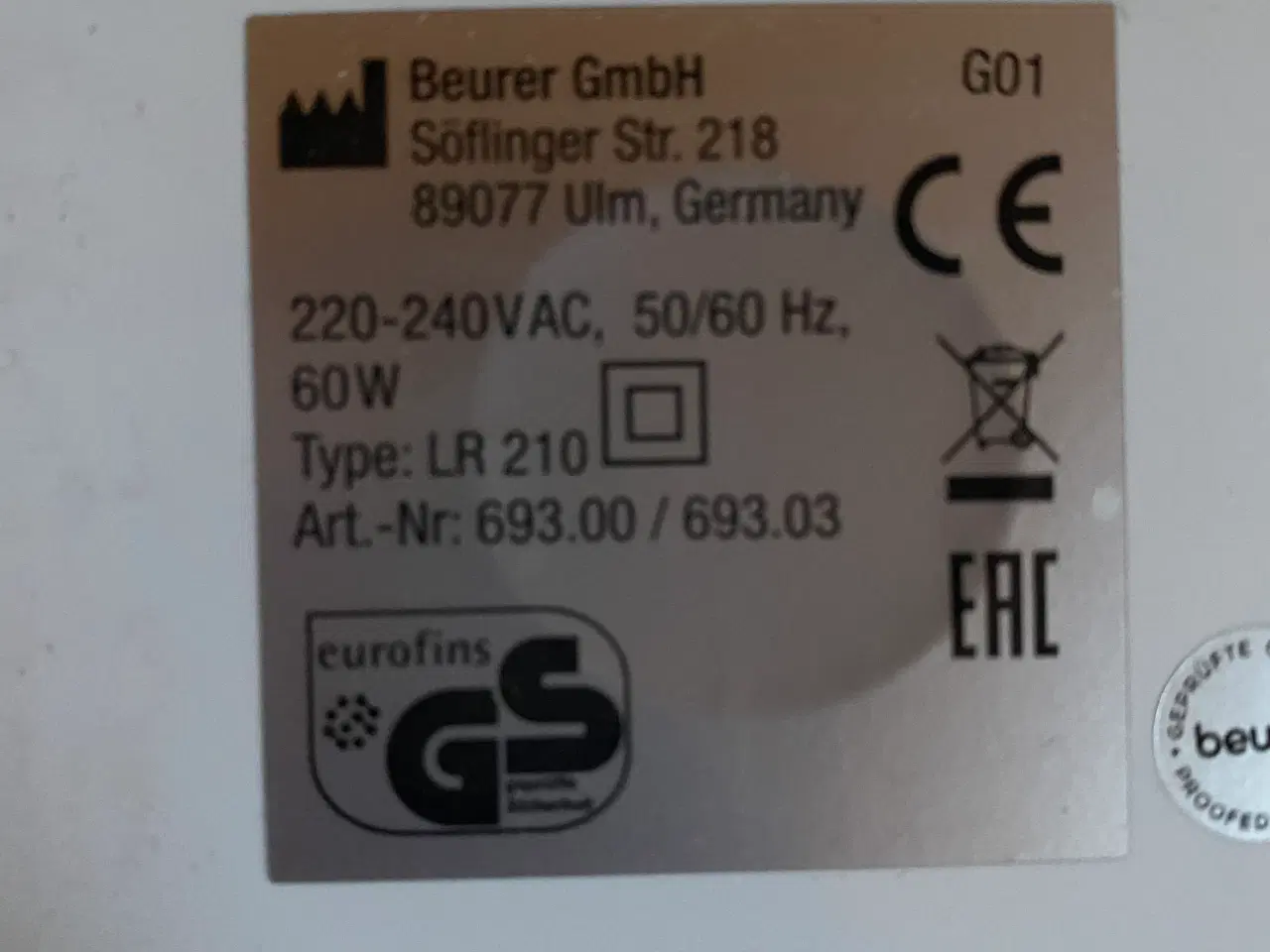 Billede 3 - Luftrenser Beurer LR 210 uden Filter