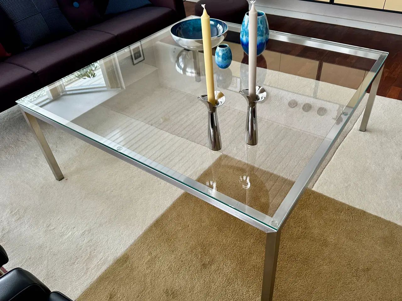 Billede 3 - Specialdesignet sofabord i børstet stål og glas