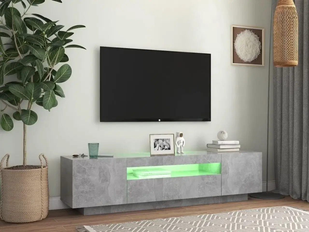 Billede 5 - Tv-skab med LED-lys 160x35x40 cm betongrå