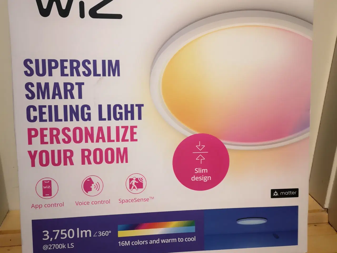 Billede 2 - WiZ SuperSlim LED-loftlampe RGBW Ø54cm hvid