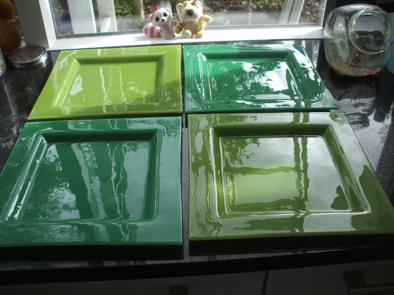 Billede 1 - Glastallerkener grønne og klare