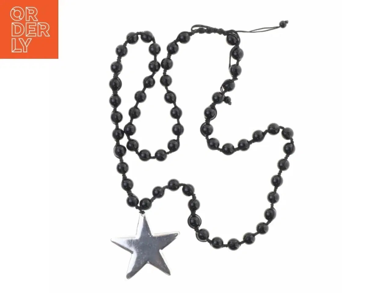 Billede 2 - Sort perlekæde med stjerneanhænger (str. Kæde 76 cm vedhæng 5 komma 3 x 5 cm)