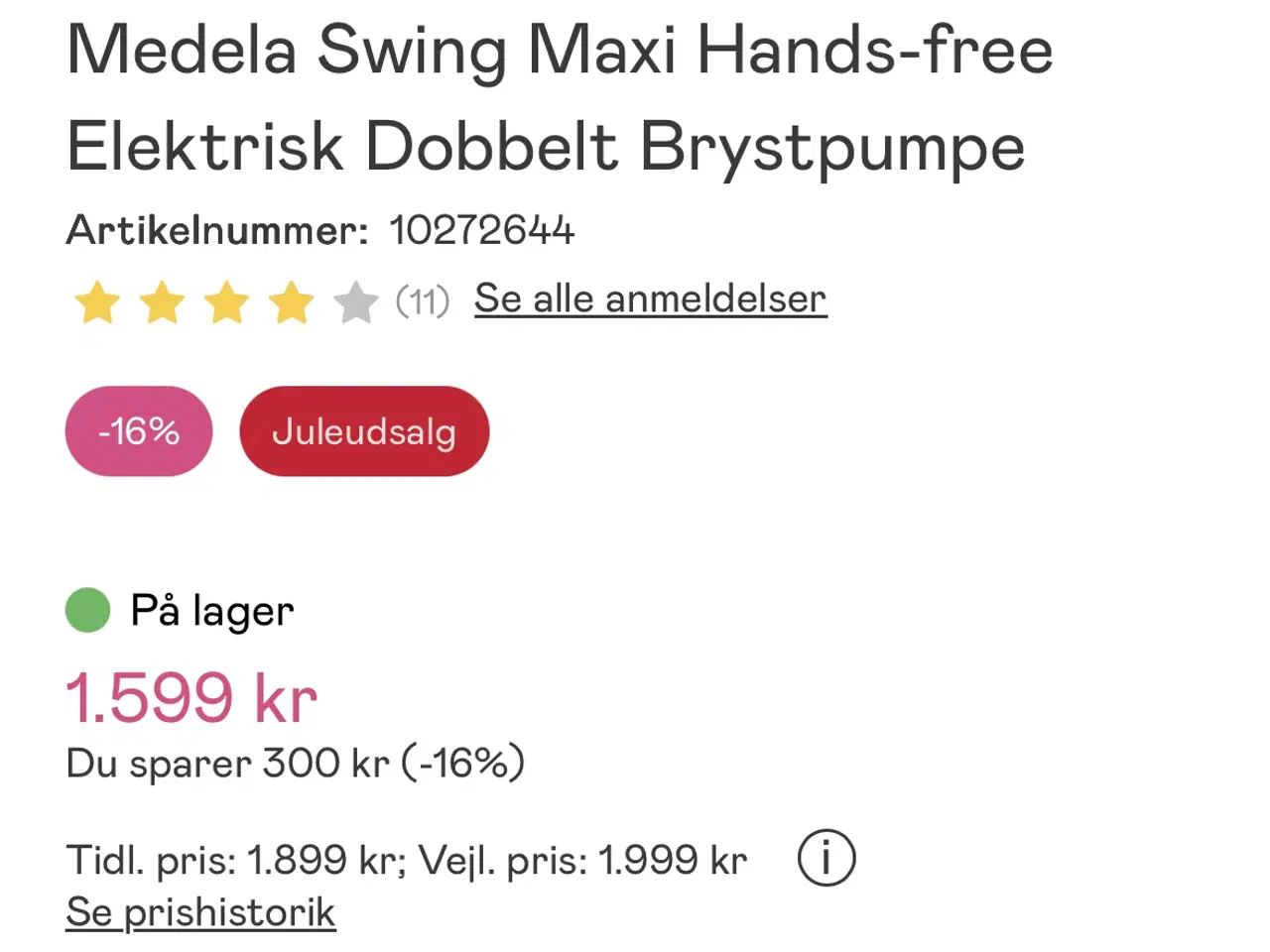 Billede 2 - Medela Swing Maxi Hands-free Elektrisk Dobbelt Bry