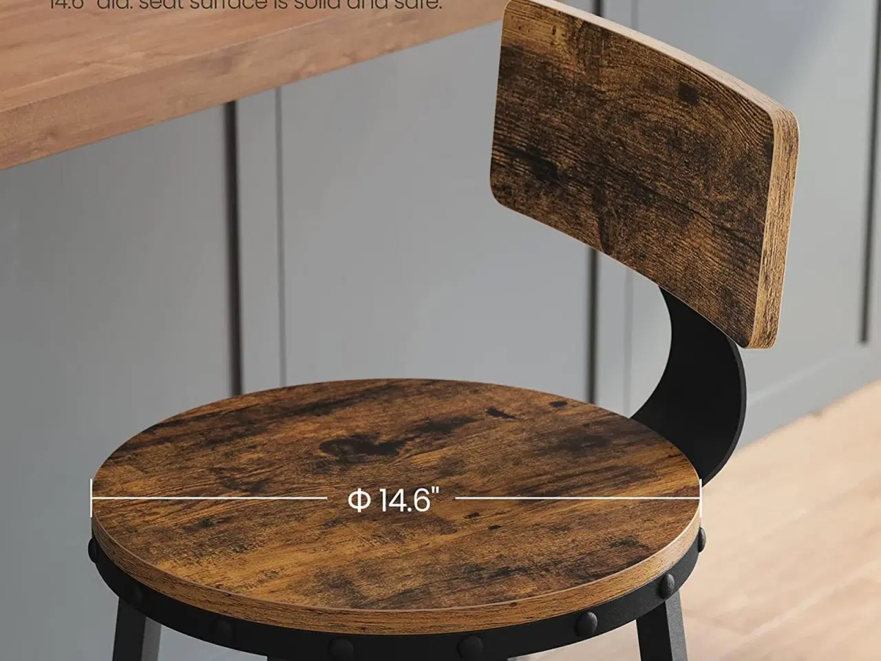 Billede 5 - Barstole sæt á 2 med ryglæn, 73 cm, industrielt design, rustik brun/sort