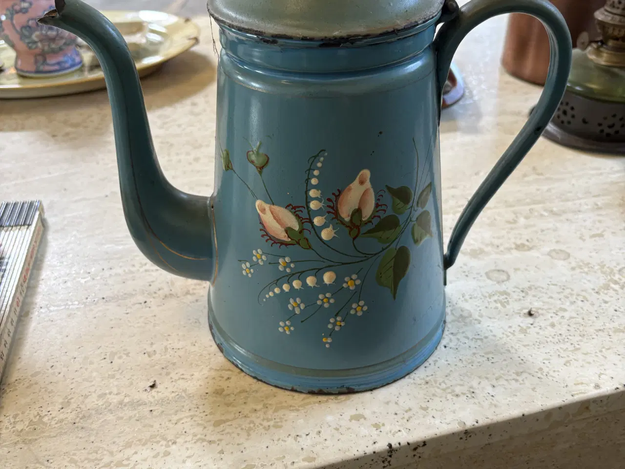 Billede 1 - Blå Kaffekande m. Blomster