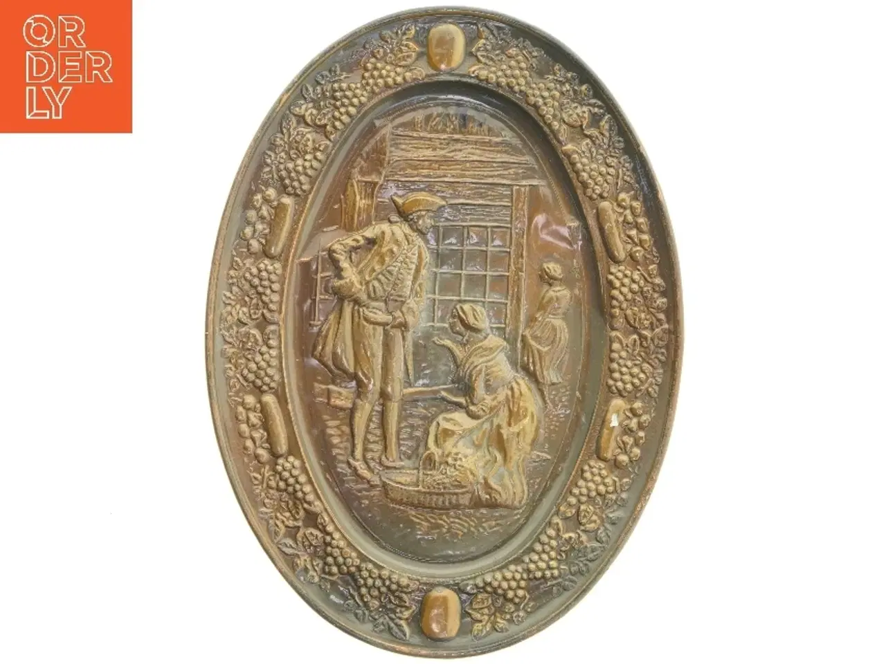 Billede 1 - Ovalt dekorations platte med relief (str. 39x29 cm)