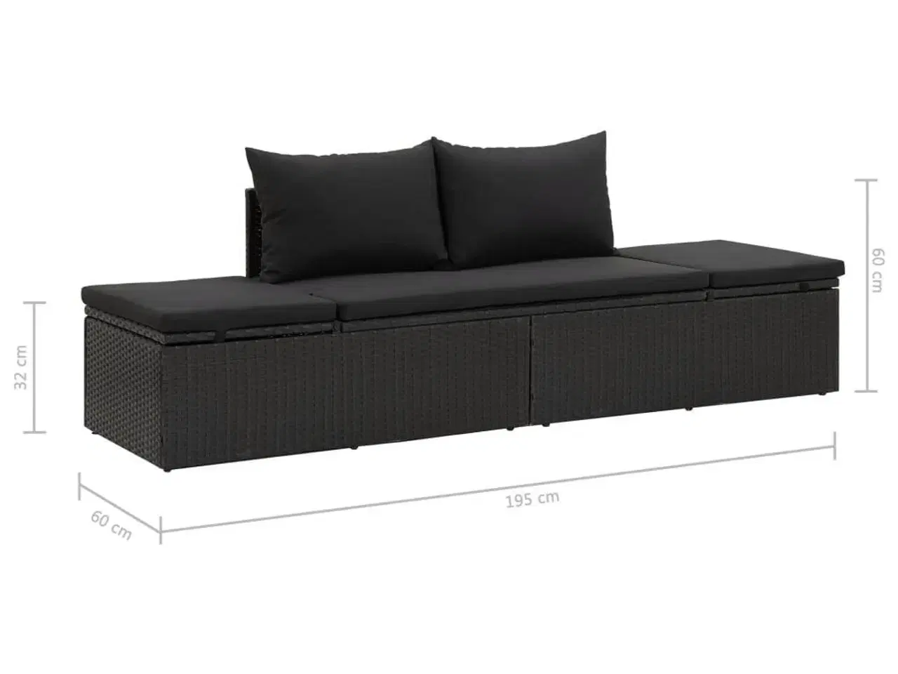 Billede 11 - Solseng med hynder polyrattan sort