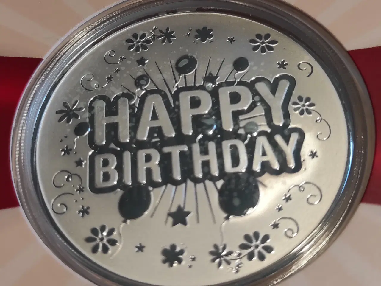 Billede 1 - 1 oz Finsølv HAPPY BIRTHDAY Mønt i Fødselsdagskort