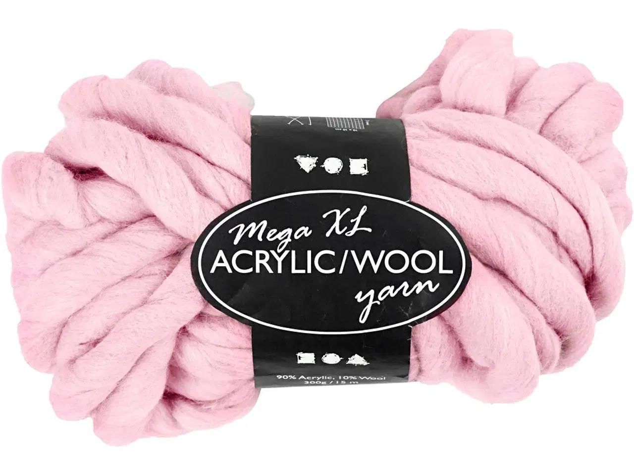 Billede 1 - XL Kæmpegarn af Polyacryl/Uld, L: 15 M, str. mega, rosa, 300 g/ 1 ngl.