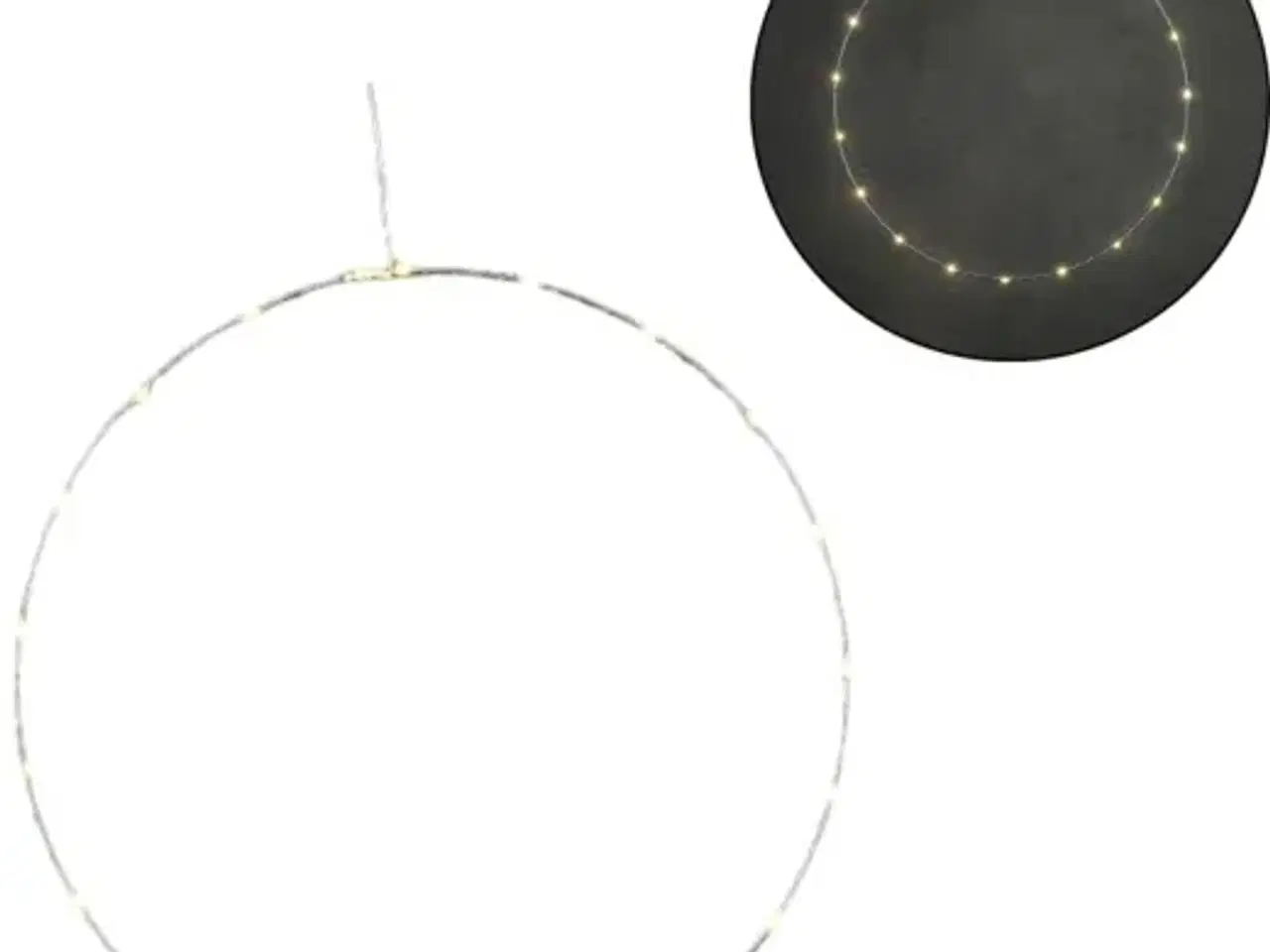 Billede 1 - 5 stk. cirkel m. led-belysning sølvfarvet batteridrevet 50 cm(ubrugt)