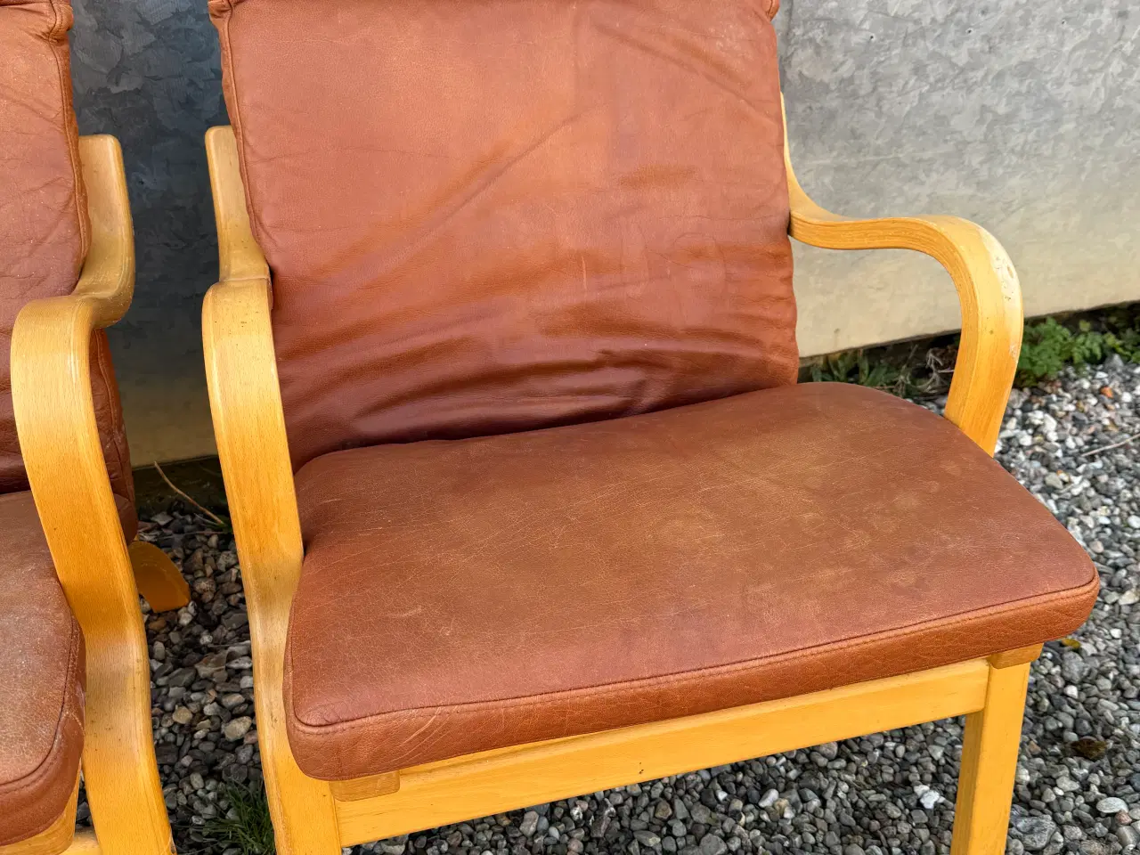 Billede 4 - STOUBY hvilestole i bøg m. Cognac farvet læder.