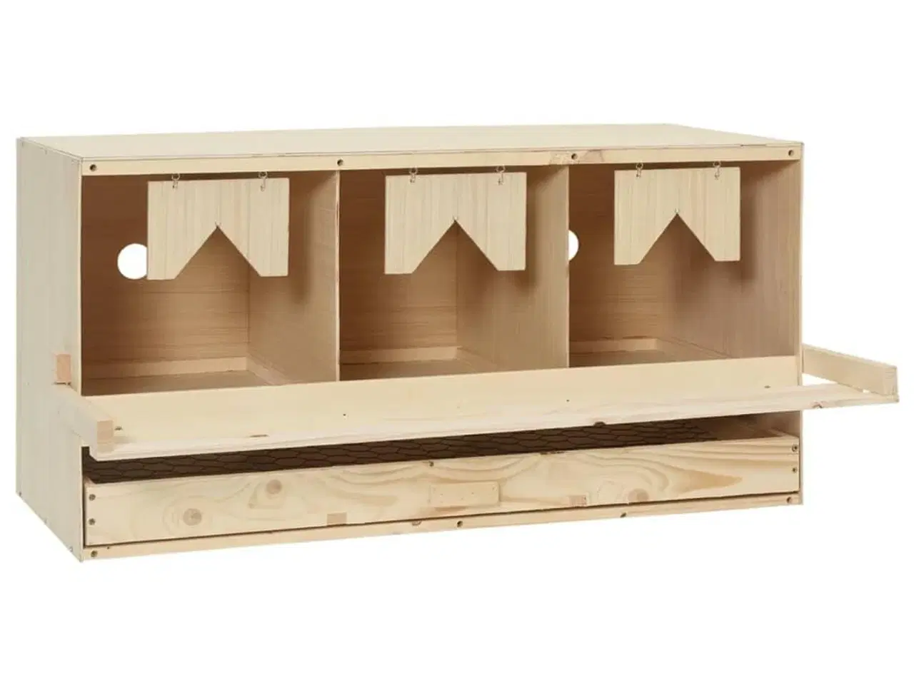 Billede 5 - Redekasse til høns med 3 rum 72x33x38 cm massivt fyrretræ