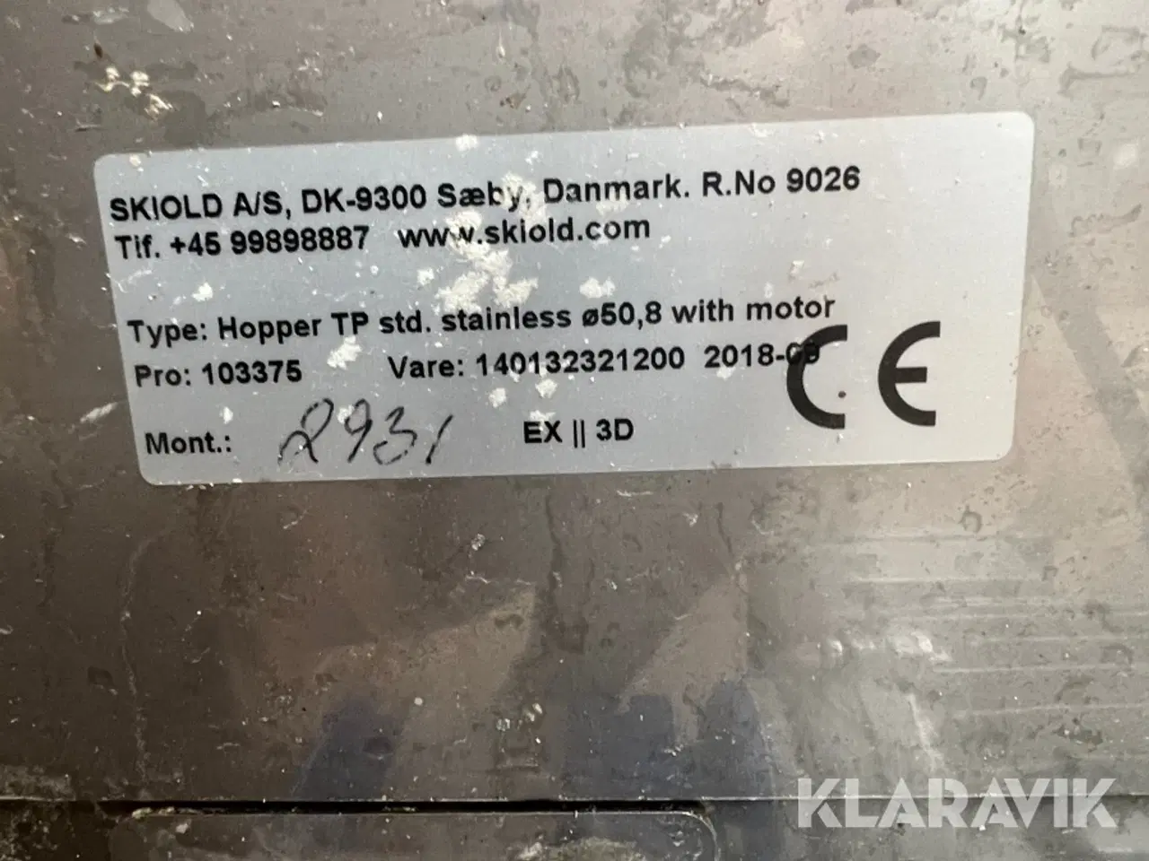Billede 5 - Gear motor Skiold Hopper TP std. stainless Ø50,8 with motor
