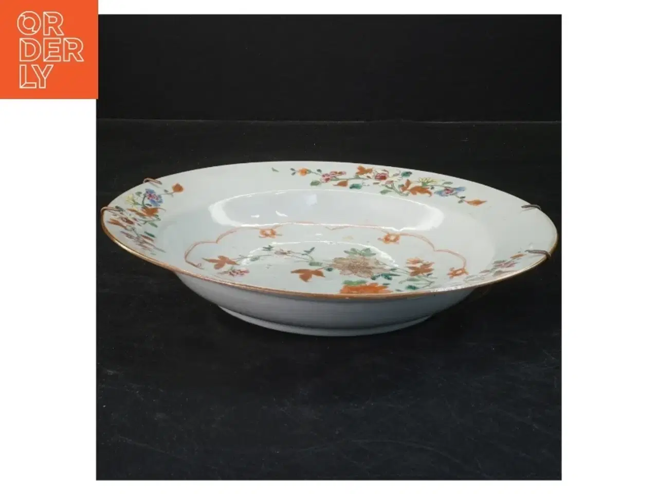 Billede 2 - Antik kinesisk tallerken med blomstermotiv (str. Ø 23 cm)