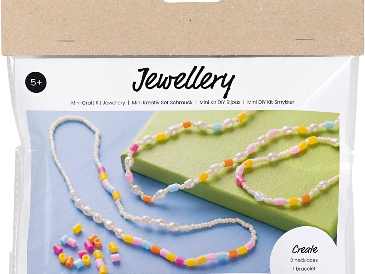 Billede 1 - Mini DIY Kit Smykker, Halskæde og armbånd, ass. farver, 1 pk.