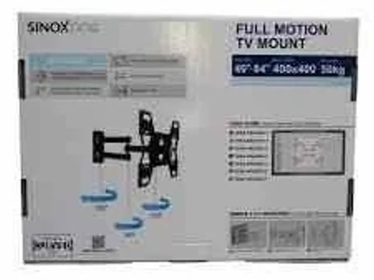 Billede 2 - Sinox One TV vægbeslag - 40"-84" - Sort 50 kg 84" 100 x 100 mm