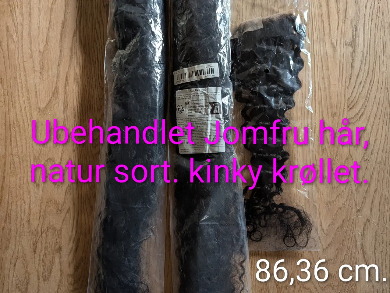 Billede 1 - Human virgin hair. Kinky krøl 86,36 cm.