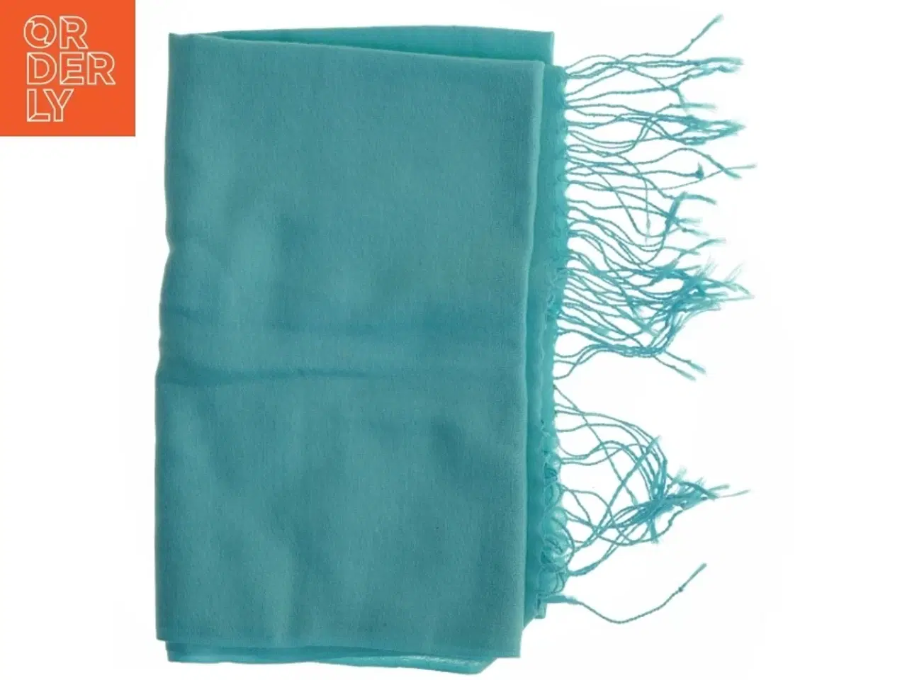 Billede 3 - Turkis sjal med frynser fra Pashmina (str. 70x180 cm)