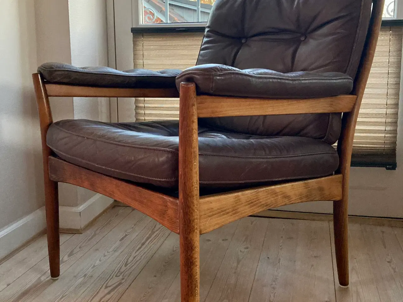 Billede 1 - 60’er læderlænestol, Carmen Göte Møbler