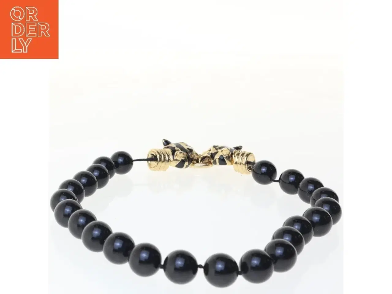 Billede 2 - Perlearmbånd med gulddetaljer (str. 19 cm)