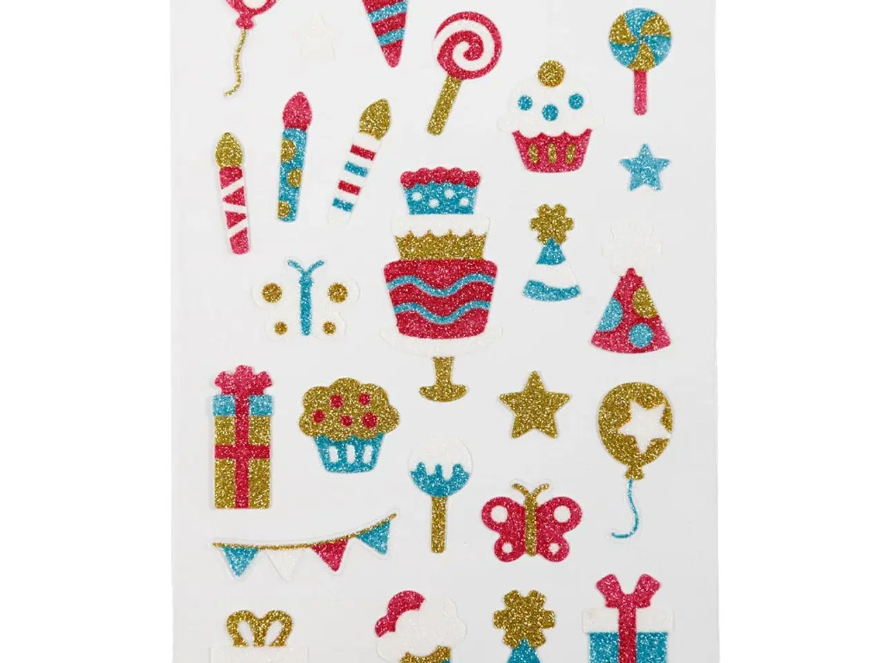 Billede 1 - Glitterstickers til Fødselsdag - 10x16 cm Ark