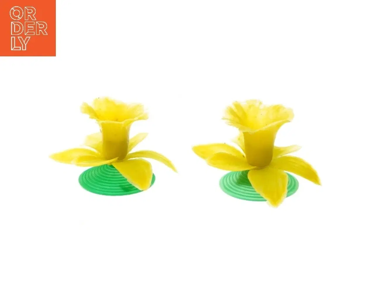 Billede 1 - Gamle Blomster lysestager, gul (str. 5 cm)