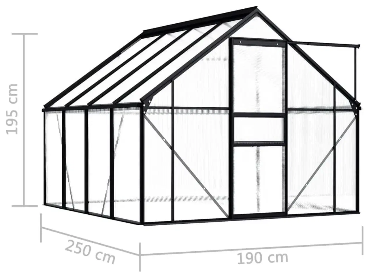 Billede 6 - Drivhus 4,75 m² aluminium antracitgrå