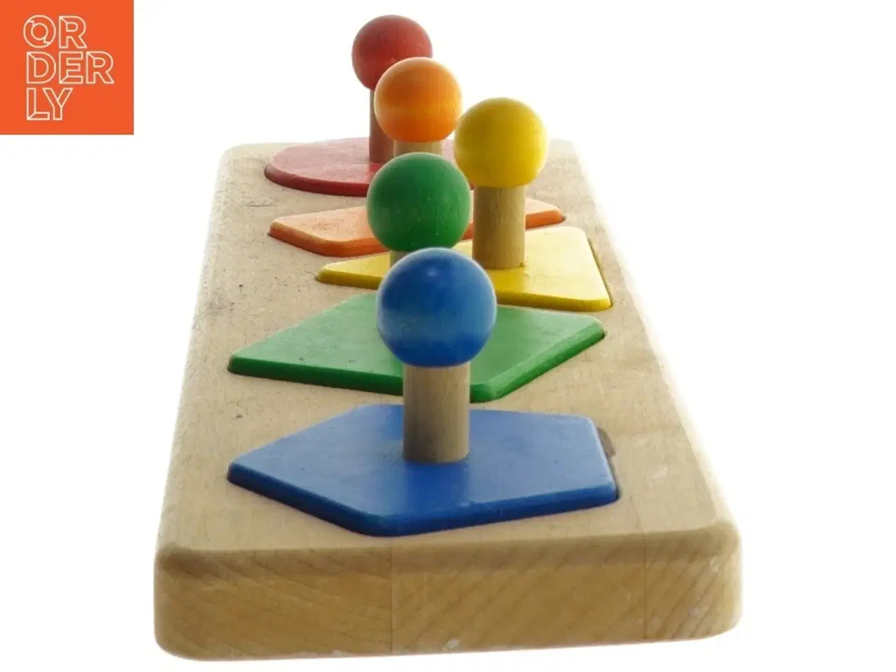 Billede 3 - Træ-puslespil med farvede former (str. 36x10 cm)