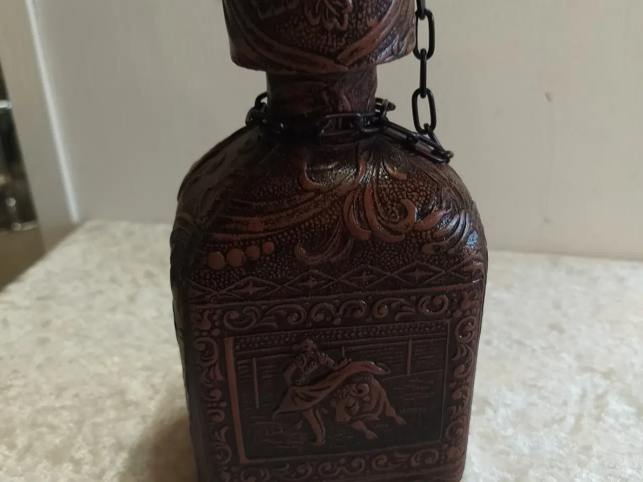 Billede 1 - Dram flaske med læder overtræk