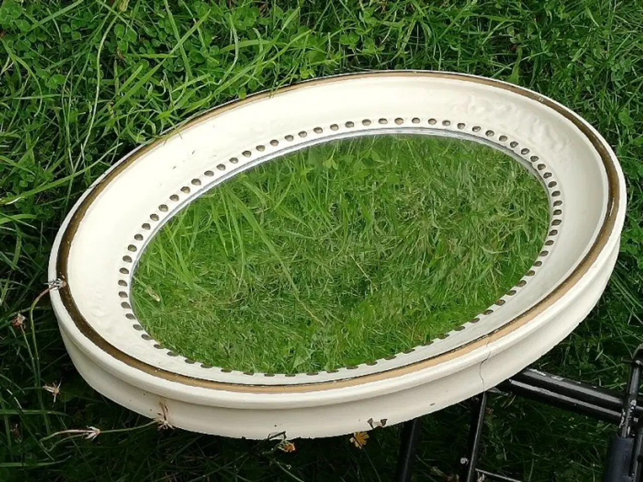 Billede 1 - Gammelt spejl – massivt træ