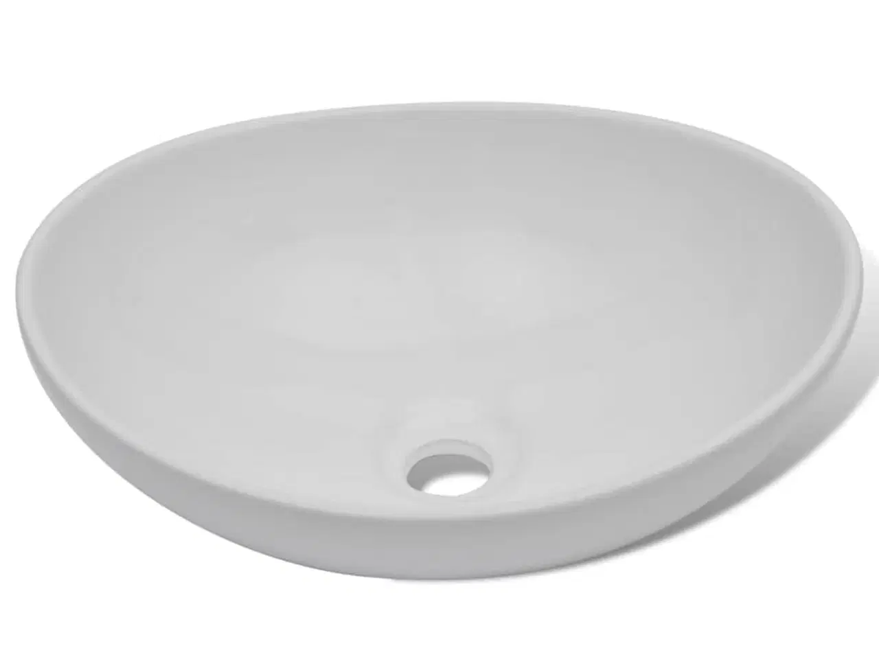 Billede 3 - Badeværelseshåndvask med blandingsbatteri keramik oval hvid