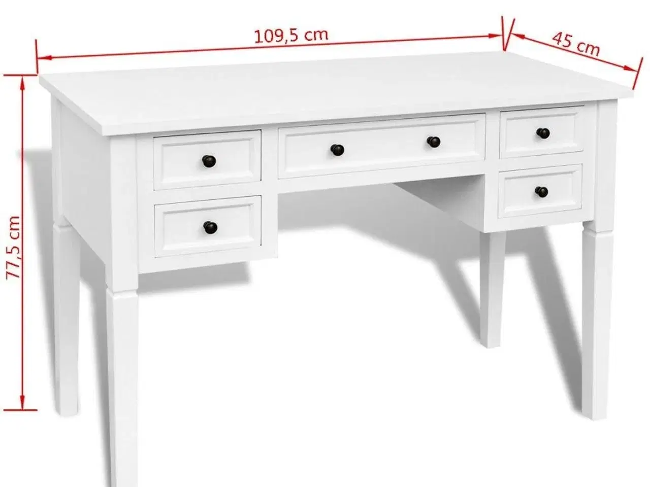 Billede 6 - Skrivebord med fem skuffer hvid