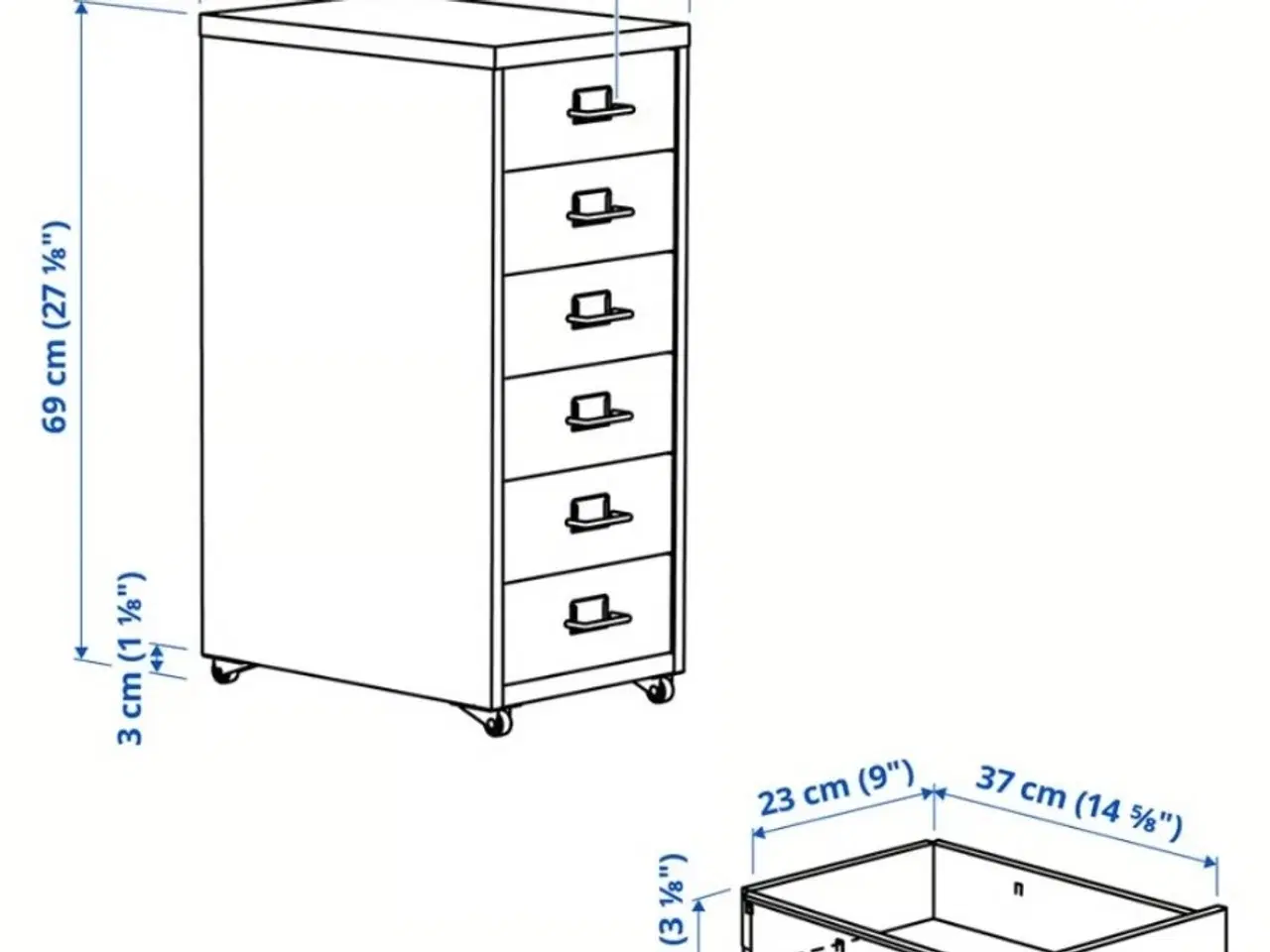Billede 5 - Helmer Hvid Metal skuffeelement med hjul