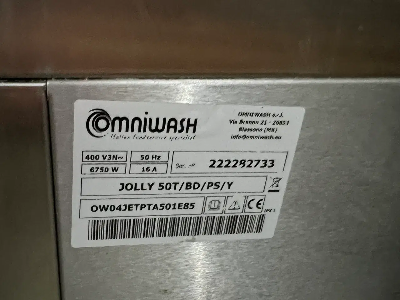 Billede 3 - Omniwash Jolly 50T industriopvaskemaskine