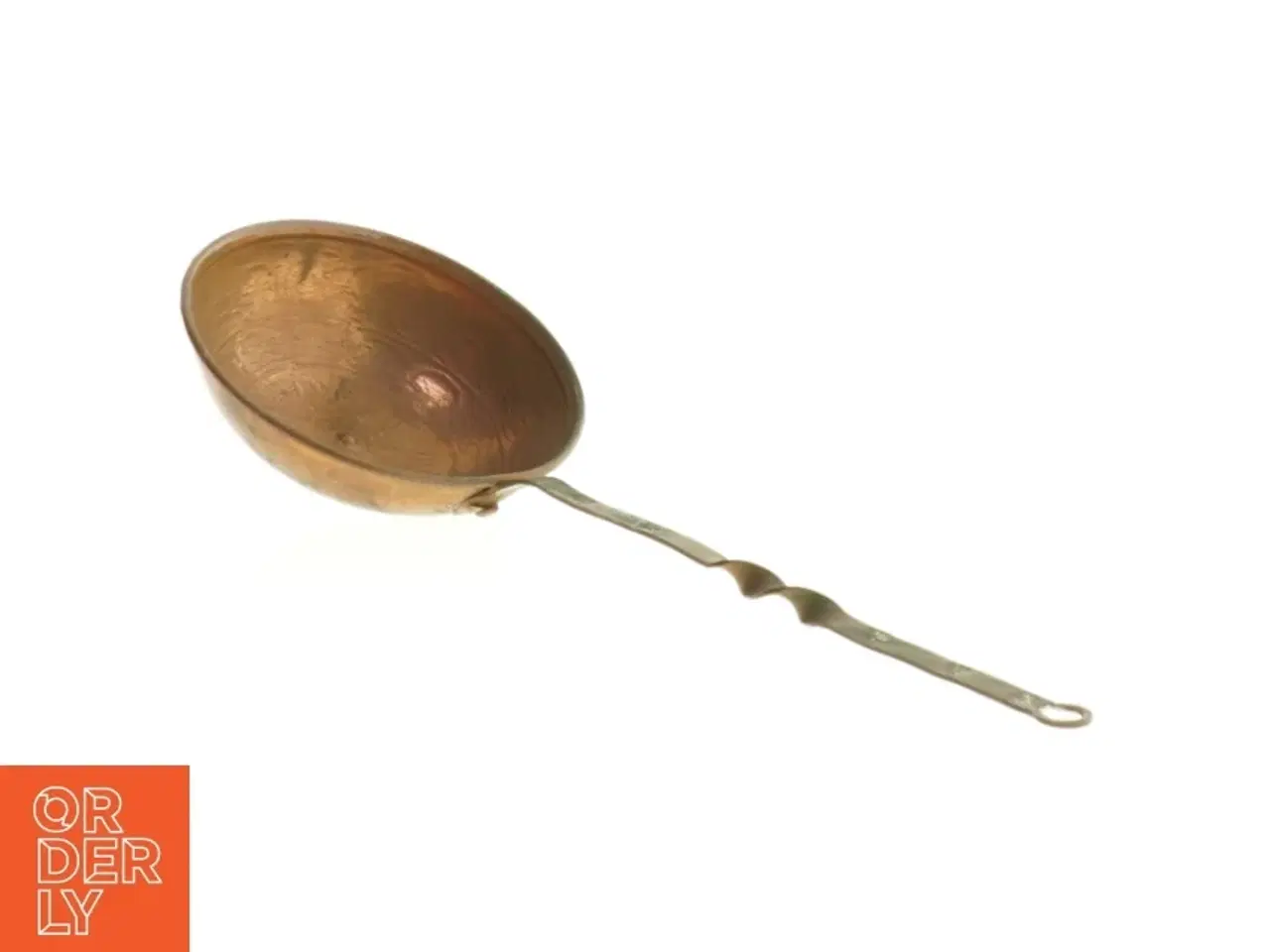 Billede 1 - Vintage kobber ske øse med snoet messing håndtag(str. Ø 9 cm)