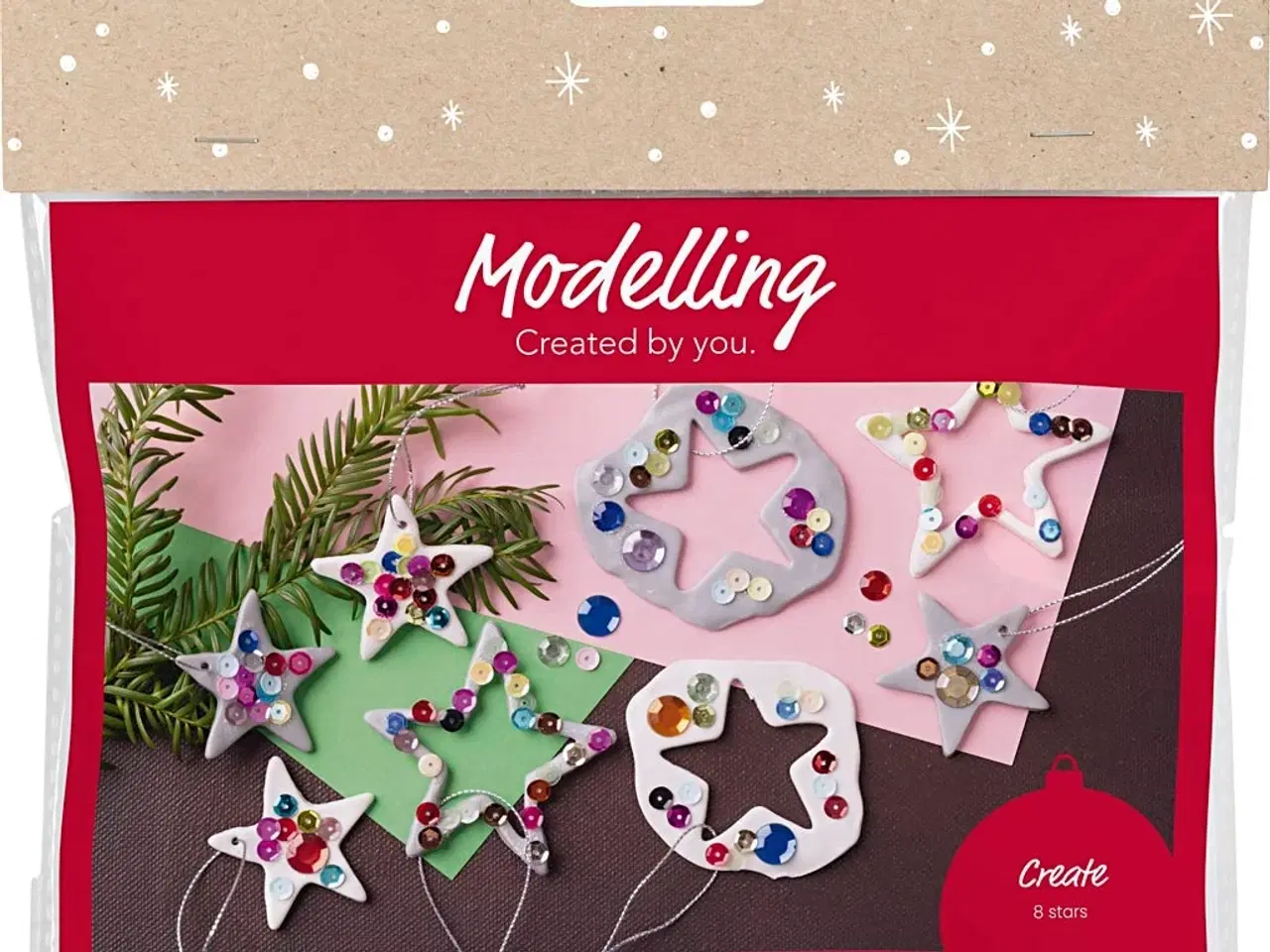 Billede 1 - Mini DIY Kit Modellering, Stjerner, sølv, hvid, 1 pk.