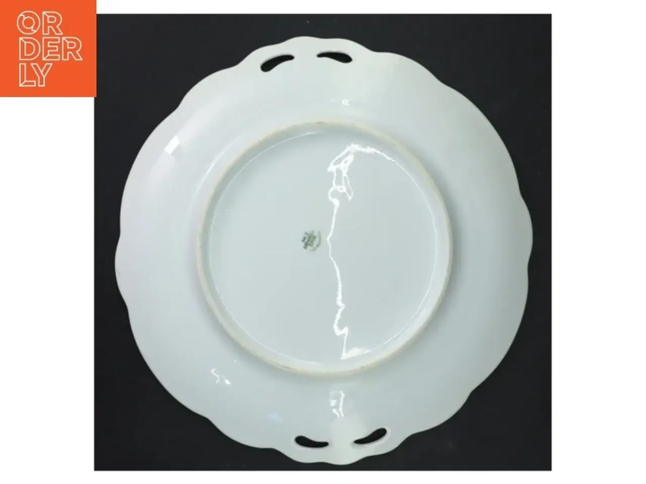 Billede 3 - Pyntet porcelænsfad med blomster (str. Ø 26 cm)