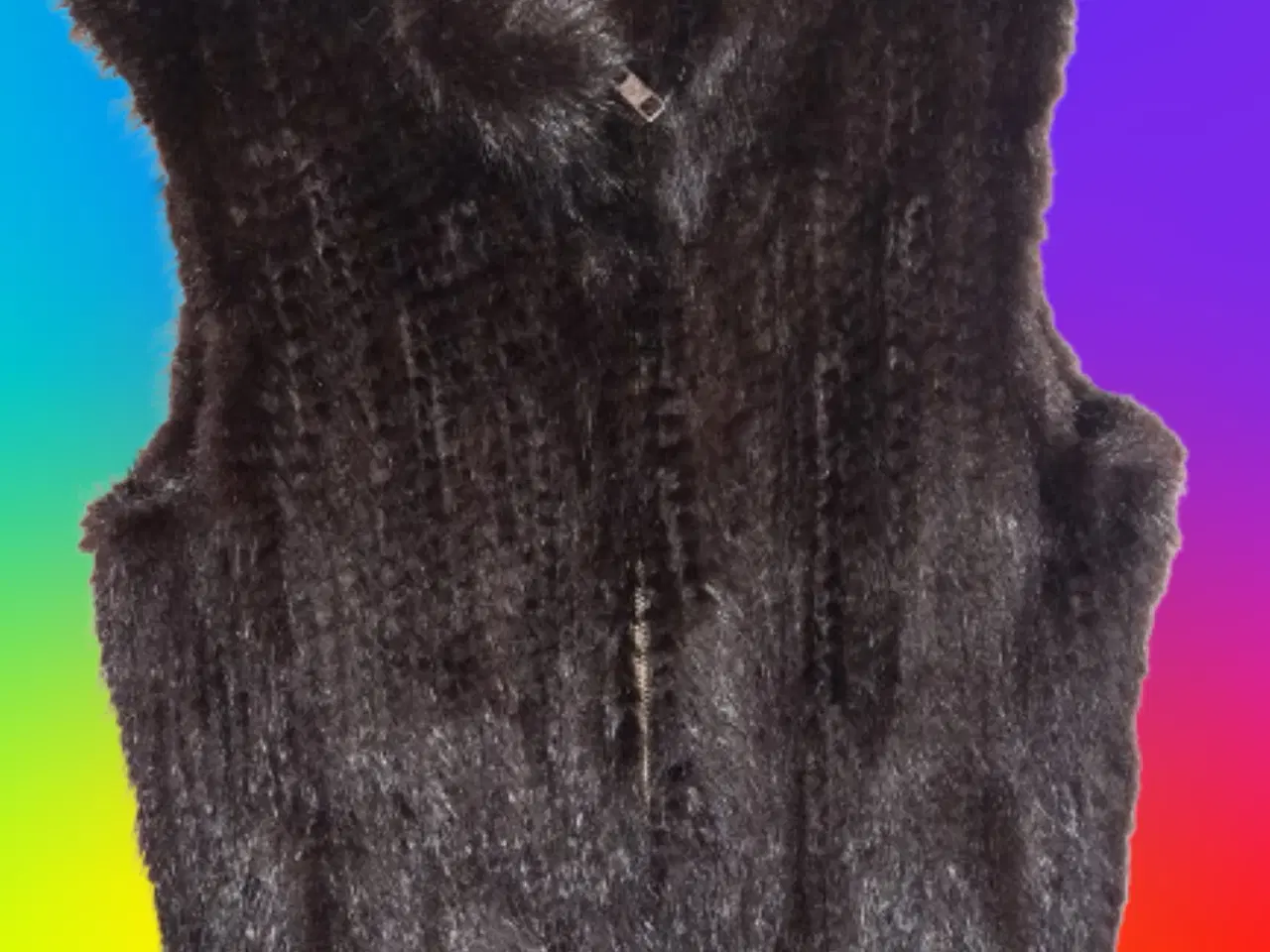 Billede 1 - sorte strikket minkvest str S