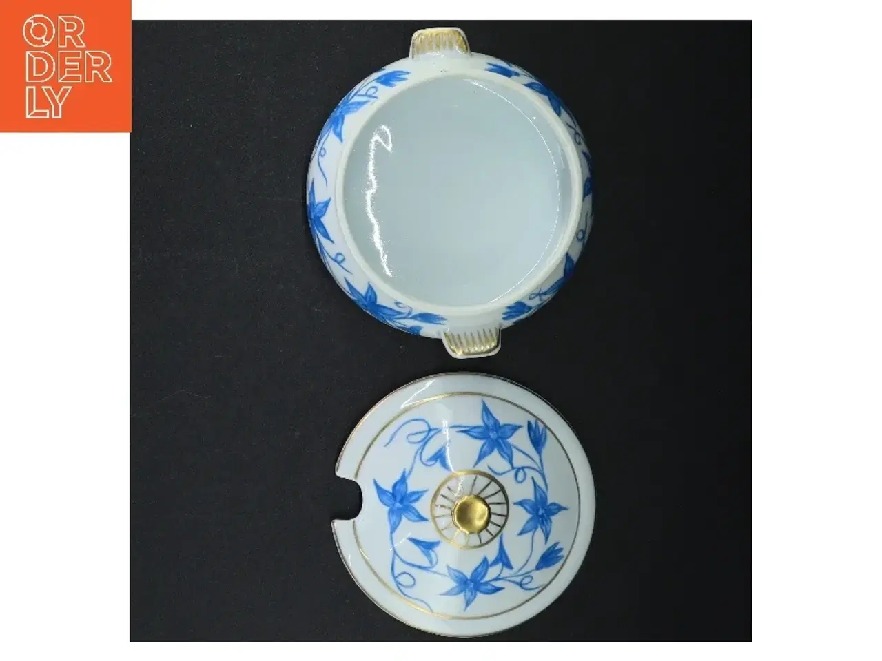 Billede 5 - Porcelænssennepskrukke med blåmønster