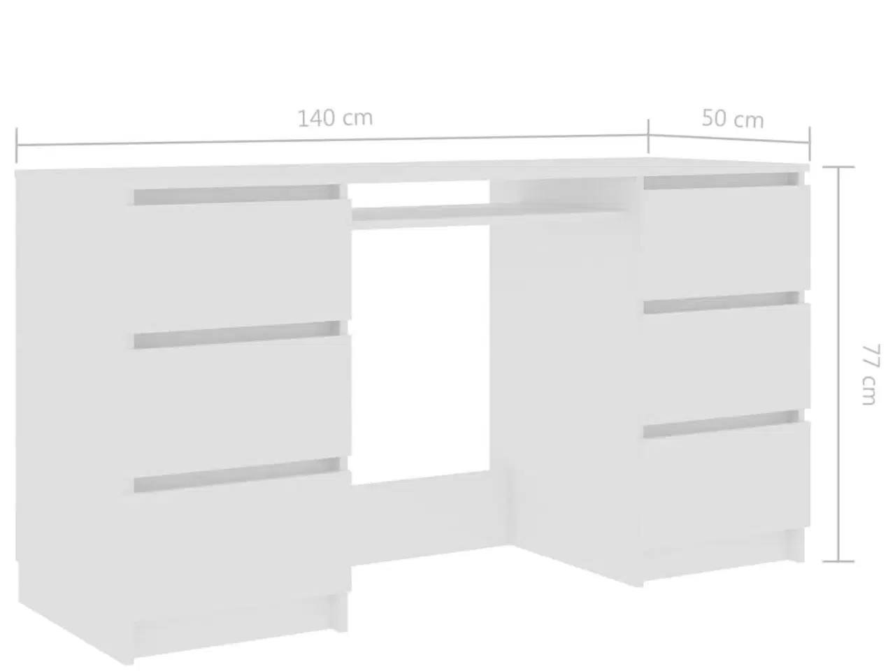 Billede 6 - Skrivebord 140x50x77 cm konstrueret træ hvid