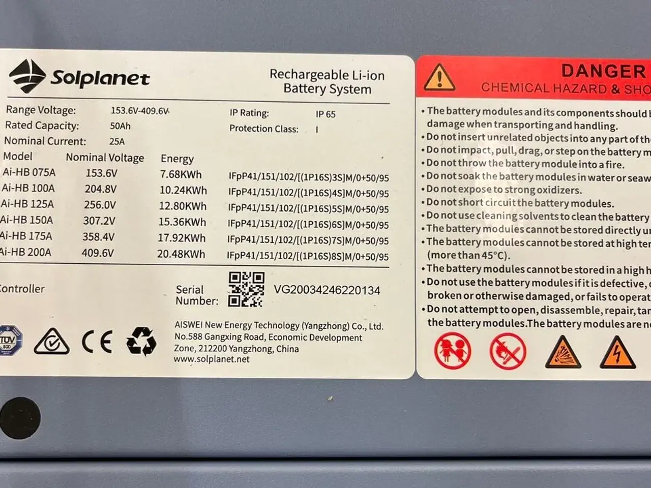 Billede 2 - 1 stk. Batteri SOLPLANET