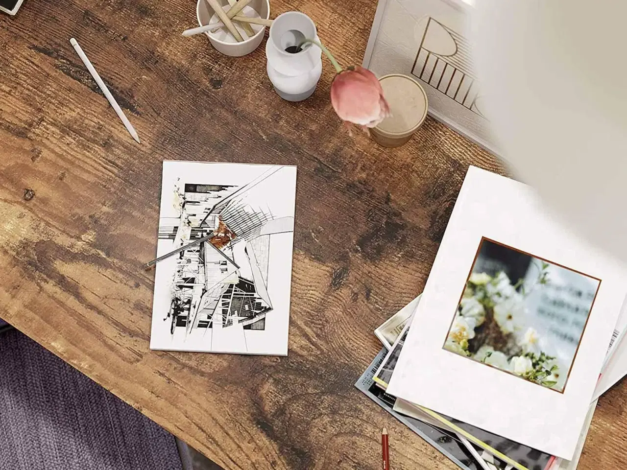 Billede 6 - Skrivebord – VASAGLE computerbord med 2 hylder, industrielt, rustik brun/sort (LWD55X)