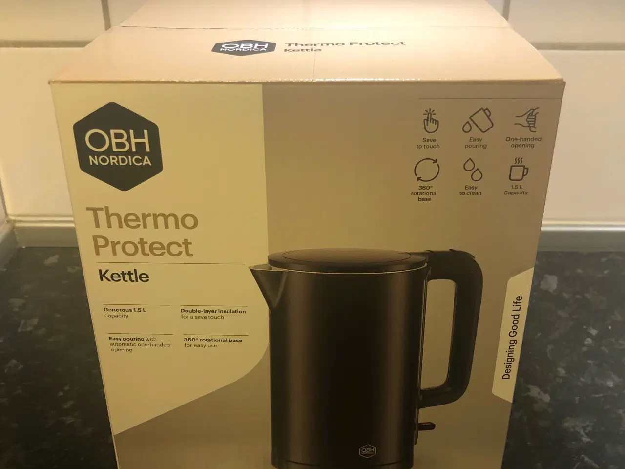 Billede 1 - HELT NY og UÅBNET OBH Thermo Protect-elkedel sort 