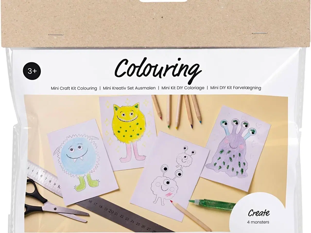 Billede 1 - Mini DIY Kit Farvelægning, Monster, 1 pk.