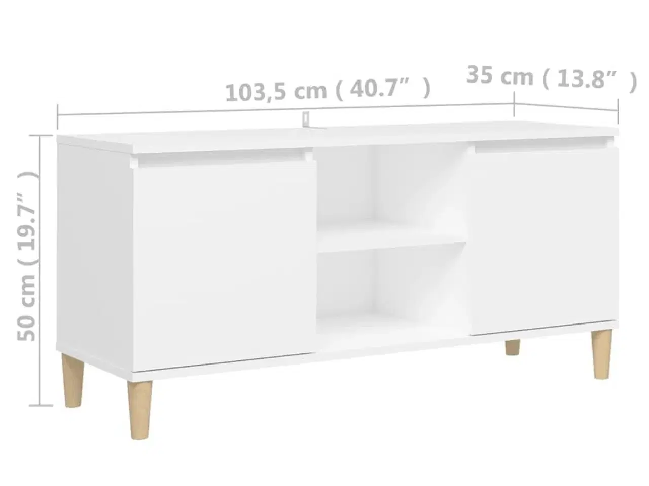 Billede 8 - Tv-bord med massive træben 103,5x35x50 cm hvid